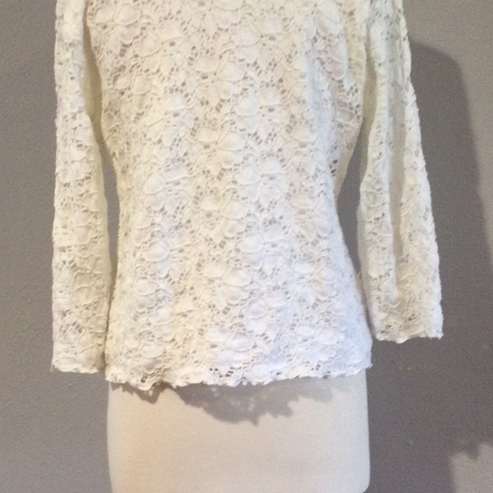 Cynthia Max White Lined Lace Overlay Blouse Size XL - Picture 10 of 16